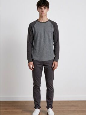 Sonoma Two-Tone Charcoal and Heather Gray Raglan Long-Sleeve Tee